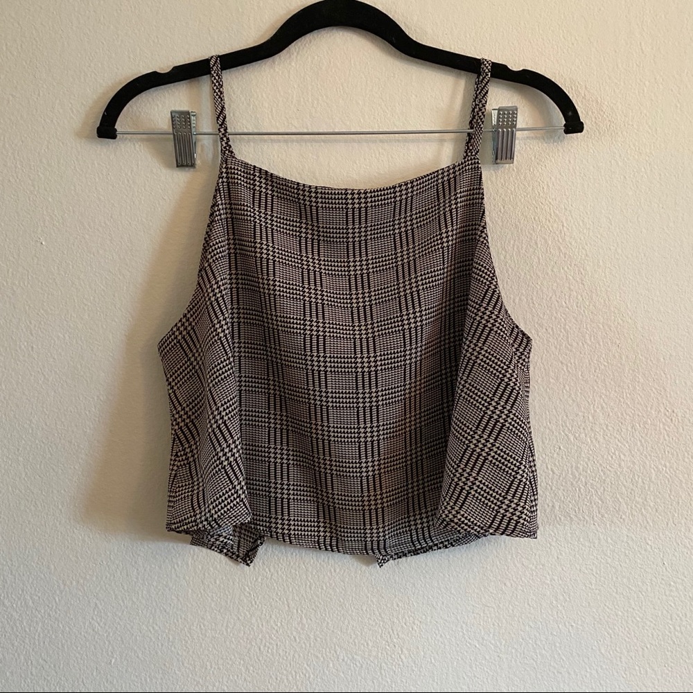 PLAID OPEN BACK CROP TOP